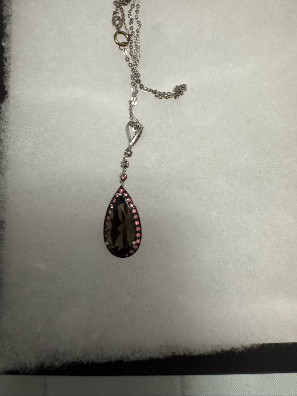 Teardrop Pendant Necklace with Pink Accents